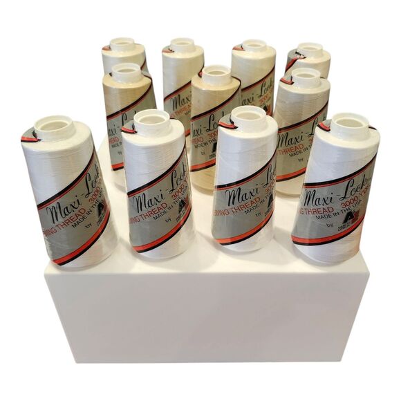 Lot of 11 Maxi-Lock Seger Thread 3000yd 4 Eggshell, 4 White, 2 Natural, 1 Pearl - Picture 3 of 9